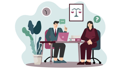 Business People Working Overtime at Office Flat Vector Illustration