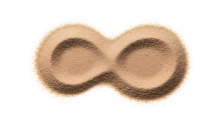Infinity symbol made from sand on white background