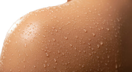 Fototapeta premium Closeup of skin with water droplets isolated on transparent background