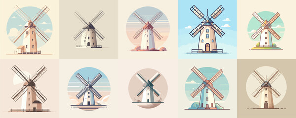 illustration of a Dutch windmill