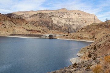 Boysen Dam at the Southern Entrance of the Wind River Canyon Scenic Byway in Central Wyoming.