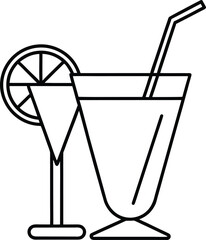Cocktail and Mocktail Drinks Line Art Transparent Background