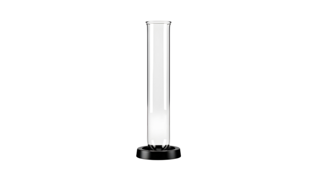 Empty graduated cylinder on white background