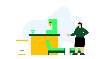 Business Break Room and Relaxation Area Flat Vector Illustration