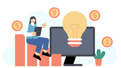 Crowdfunding for Startup Business Flat Vector Illustration
