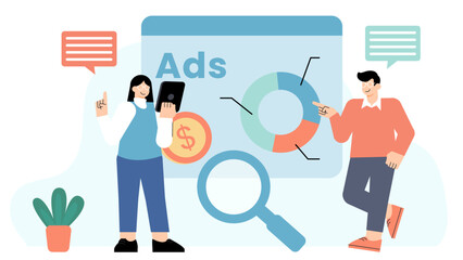 Business People Planning Advertising Budget Flat Vector Illustration