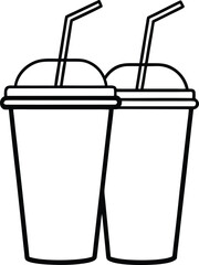 Juice and Smoothie Cups Line Art Transparent Background