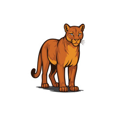 Stylized Cougar Illustration with Detailed Fur and Shadow Effect
