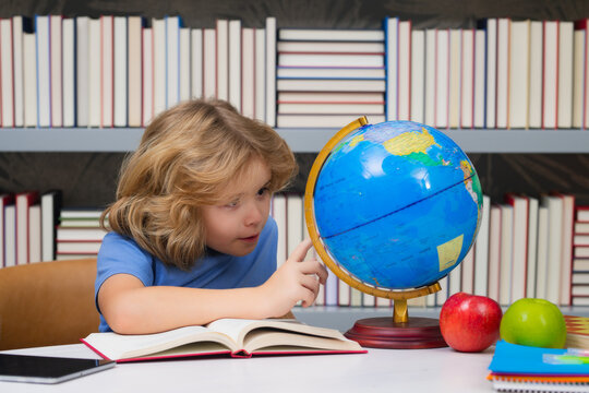 Child from elementary school with book. Little student, clever nerd pupil ready to study. First time to school. Concept of education and learning.