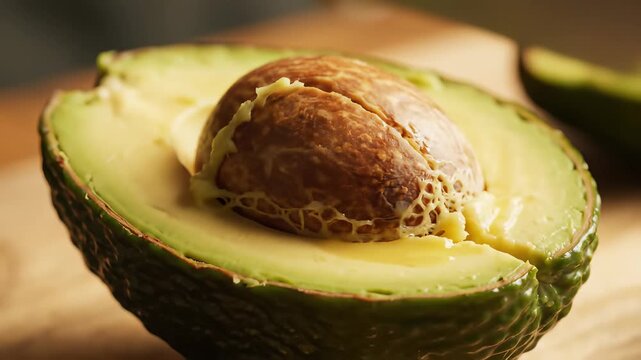 Freshly Sliced Avocado 4K UHD Video of Healthy Food Preparation Representing Wholesome Living, Ideal for Nutritional Videos and Food Advertisements.