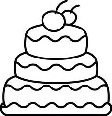 Wedding Cakes Line Art on Transparent Background