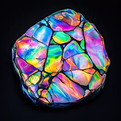 Naklejka premium Abstract Color Geode Art, Vibrant Abstract Stone with Multicolor Patterns, Colorful Gemstone Texture Design