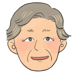水彩の似顔絵風の笑っているおばあさんの顔のイラスト