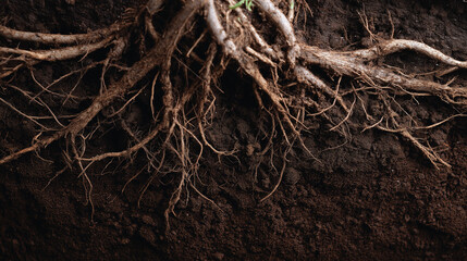 Soil and Roots Close-Up - Symbol of Life on Earth
