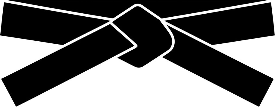 Monochrome silhouette of a martial arts black belt knot. - Powered by Adobe