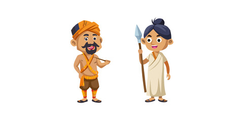 indian village men cartoon character.