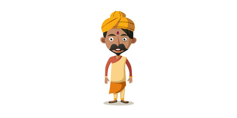 indian village men cartoon character.