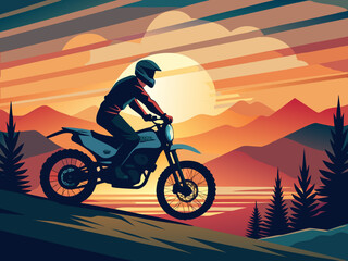 Motocross Rider in Mountain Landscape