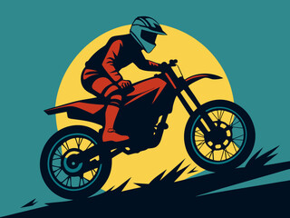 Motocross Rider Jumping at Sunset