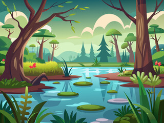 swamp vector  illustration 
