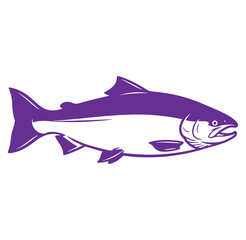 Fototapeta premium Simple purple illustration of a pacific salmon showing detailed fins and body structure