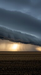 A wide, horizontal view of dynamic weather moving across a vast natural expanse, showcasing atmospheric conditions unfolding dramatically ,front ,outdoors ,wilderness