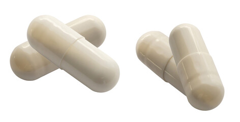 photograph featuring a small cluster of off-white medical capsules resting together against a deep transparent background, highlighting supplement intake.
