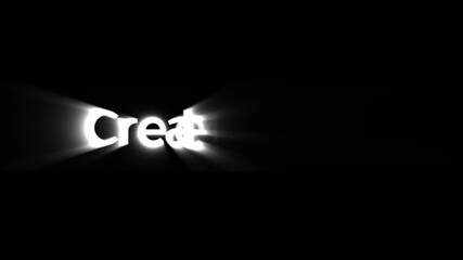 White text "create mo" with light streaks on a black background in a simple image effect