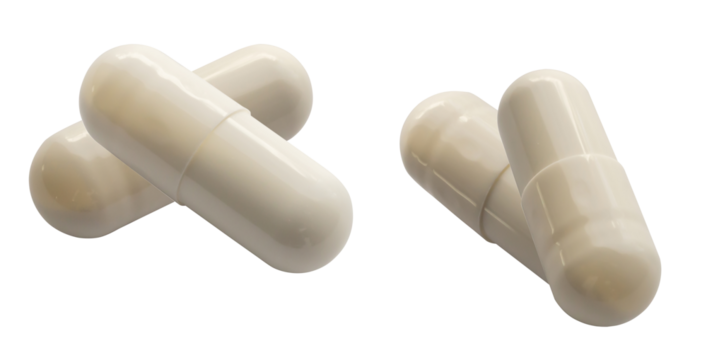 photograph featuring a small cluster of off-white medical capsules resting together against a deep transparent background, highlighting supplement intake.
