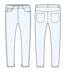 Skinny jeans for men vector template technical design by adobe illustrator.