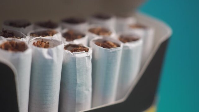 Cigarettes packaged in a box ready for sale