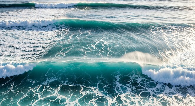Ocean waves crashing with white foam and turquoise water.