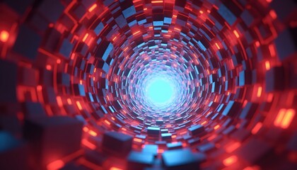 Fototapeta premium Descending Into the Digital Wormhole of Infinite Cubes