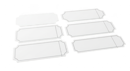 Set of transparent rectangular frames with dashed borders isolated on transparent background