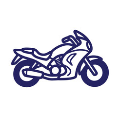 Obraz premium Sleek dark blue motorcycle illustration on white background vector graphic for design elements