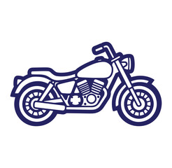 Fototapeta premium Stylized blue outline illustration of a classic motorcycle for graphic design elements