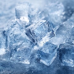 Obraz premium Crystal Clear Ice Cubes Closeup Refreshing Beverage Ingredient