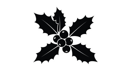 A classic black silhouette of a holly sprig with berries a festive christmas decoration silhouette