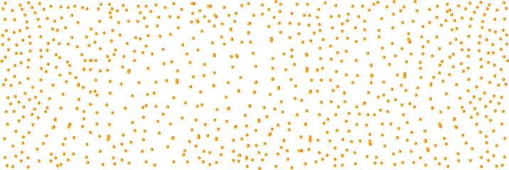 Abstract pattern of scattered gold-colored dots on a white background forming a dynamic, random texture. Modern minimalistic background for design, technology, or digital art concepts.