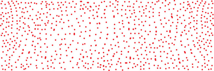 Abstract pattern of scattered red dots on a white background forming a dynamic, random texture.