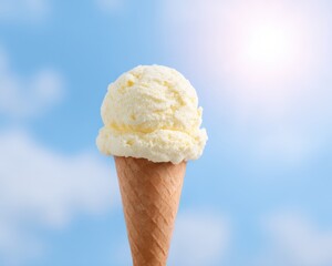 Ice cream melting under sun, Sunshine and blue sky
