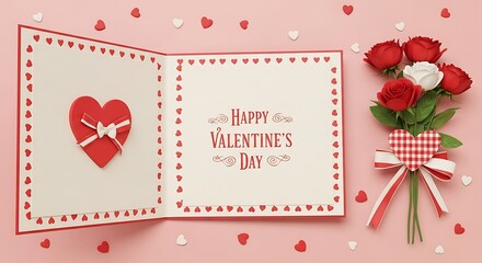 Valentines Day Card and Roses - A Romantic Gesture of Love.