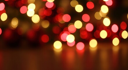 Vibrant red and golden yellow bokeh lights creating a festive abstract background