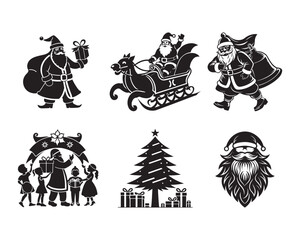 santa claus, riding sleigh, christmas tree, gift, christmas santa, christmas gift, holiday celebration, merry christmas, winter holiday