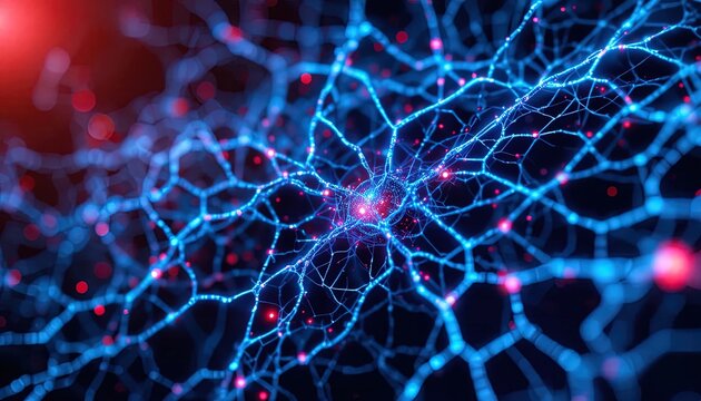Stunning neural network visualization showcases advanced technology and intricate connections, ideal for innovative science and technology communications projects - Powered by Adobe