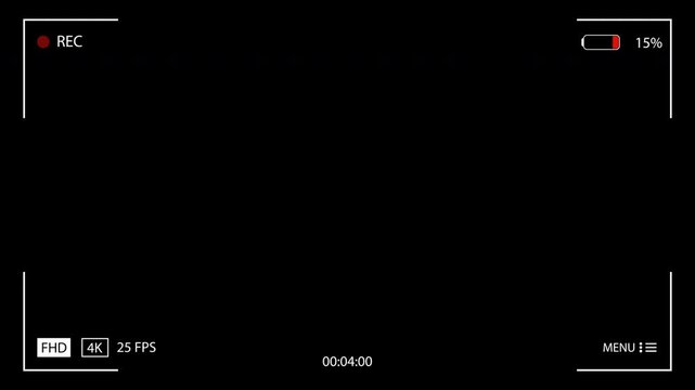 4K FHD Camera Recording Overlay HUD with 25 FPS & Battery Indicator