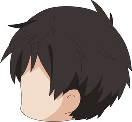 Chibi Boy Side Profile Hairstyle Black Anime Hair For Creator Vector