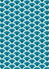 Traditional Seigaiha Pattern Japanese Wave Blue Chinese Seamless Repeating Background Vector