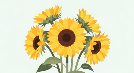 Fototapeta premium A Beautiful Bunch of Bright Yellow Sunflowers in Full Bloom.