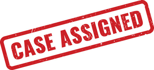 Red grunge rubber stamp indicating a specific case or task has been officially assigned to an individual